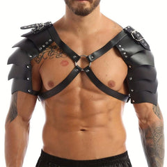 Viking Knight PU Leather X Shaped Chest Harness LARP Halloween Shoulder Armor