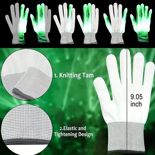 LED Luminous Mask and Skeleton Gloves Set - Light Up Halloween Costume