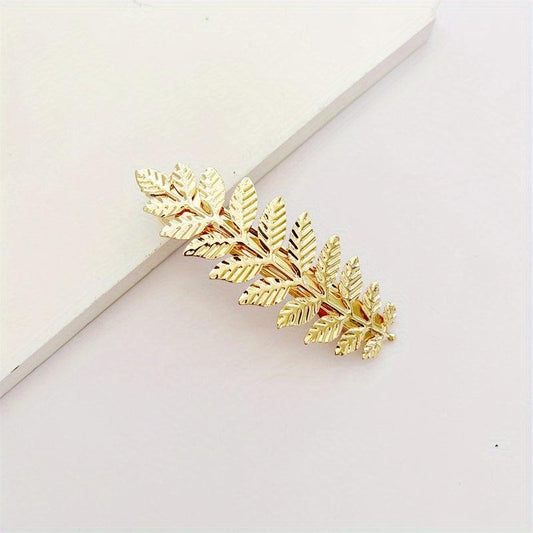 Golden Leaf Metal Hair Clip Hair Accessories