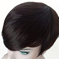 Rose Net Short Wig Side Bangs Pixie Cut Wig Hair Without Glue