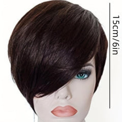 Rose Net Short Wig Side Bangs Pixie Cut Wig Hair Without Glue