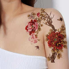 Peony Flower Pattern Temporary Tattoo Waterproof Long lasting Tattoo