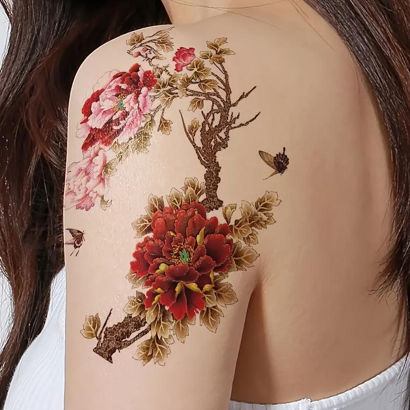 Peony Flower Pattern Temporary Tattoo Waterproof Long lasting Tattoo