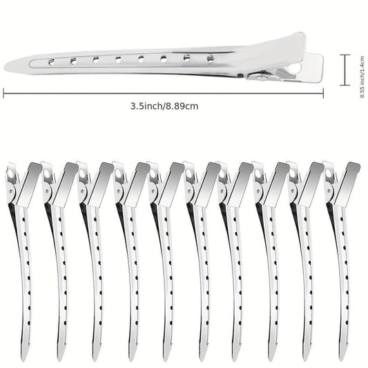 10pcs Metal Hair Clips Styling Split Clips Silver Long Hair DIY Tools
