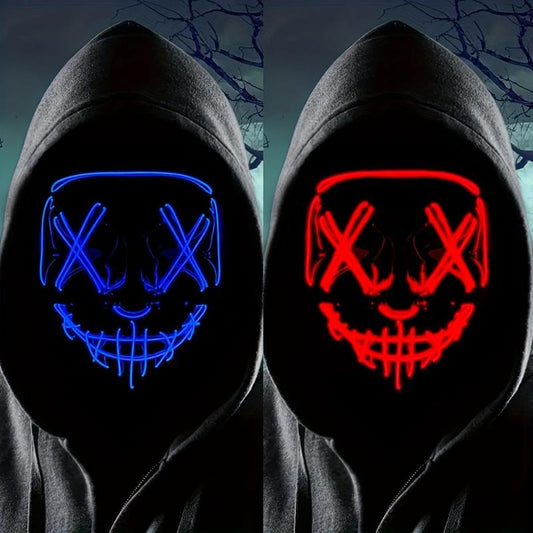 2 Packs Halloween LED Mask LED Light Up Scary Mask For Man Cosplay