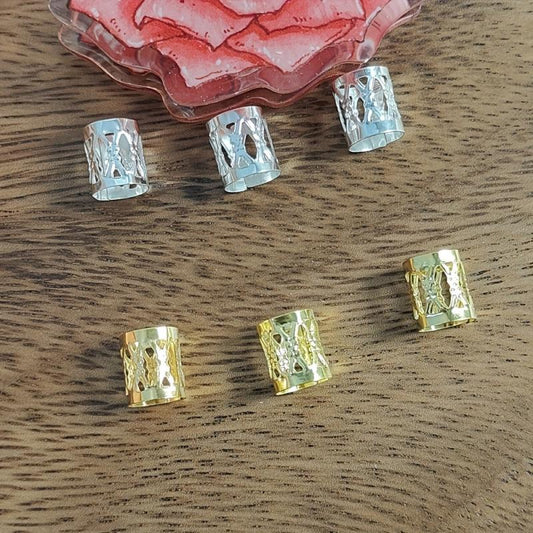 50pcs Hair Braid Rings Gold & Silver Metal Hair Cuffs