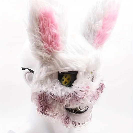 Men's Halloween Scary Rabbit Mask Plush Head Mask Cosplay Costume Props