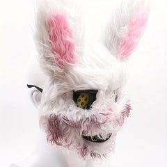 Men's Halloween Scary Rabbit Mask Plush Head Mask Cosplay Costume Props