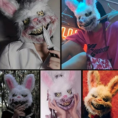 Men's Halloween Scary Rabbit Mask Plush Head Mask Cosplay Costume Props