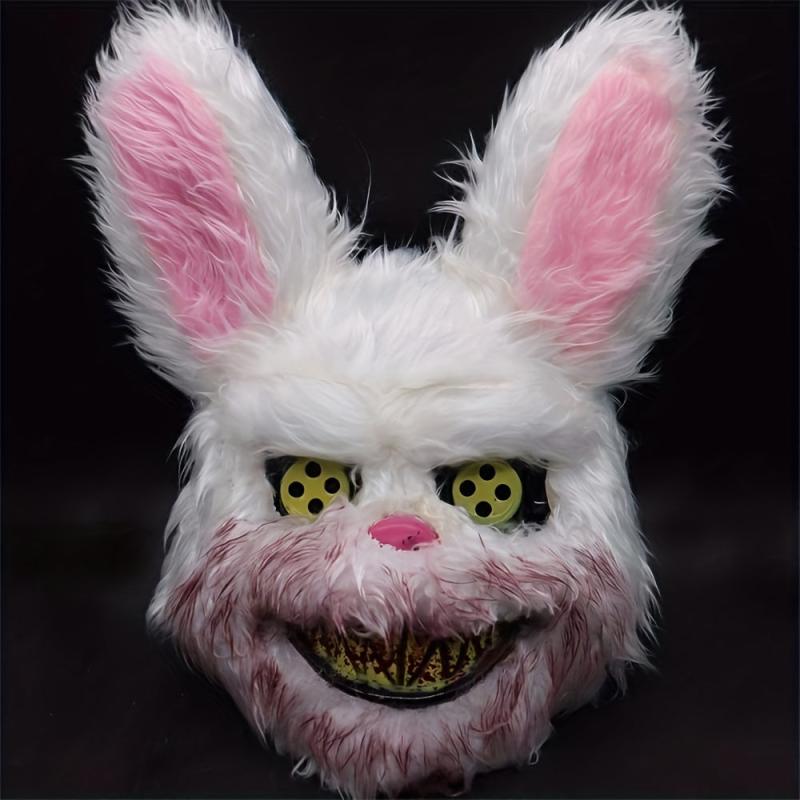 Men's Halloween Scary Rabbit Mask Plush Head Mask Cosplay Costume Props