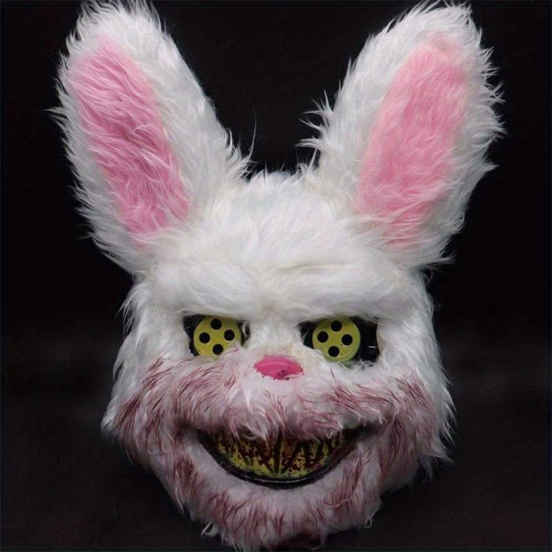 Men's Halloween Scary Rabbit Mask Plush Head Mask Cosplay Costume Props