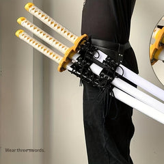 Anime Role Play Leather Waist Belt Sword Buckle Back Strap