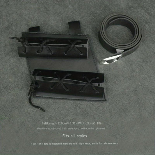 Anime Role Play Leather Waist Belt Sword Buckle Back Strap