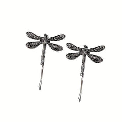 2pcs Vintage Silver Dragonfly Hairpins Bridal Hair Accessories