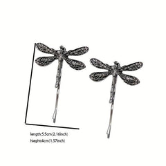 2pcs Vintage Silver Dragonfly Hairpins Bridal Hair Accessories