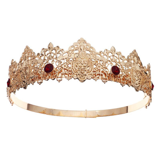 Men's Metal Crown Wedding Party King Crown Headdress Rhinestone Round Crown
