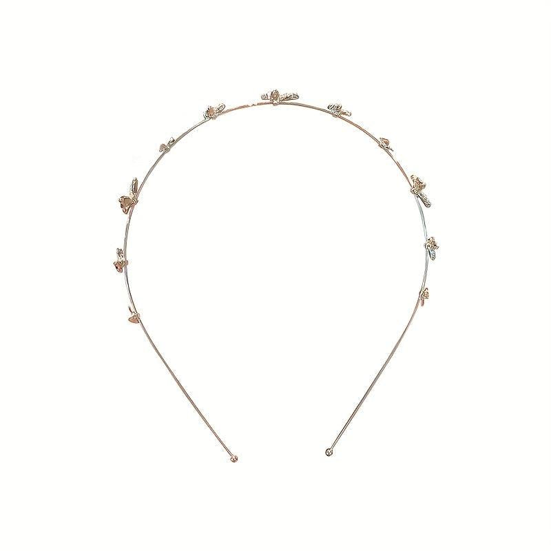 Butterfly Faux Pearl Alice Band Metal Hair Hoop Girl's Hair Accessories