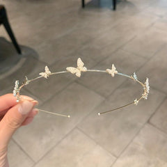 Butterfly Faux Pearl Alice Band Metal Hair Hoop Girl's Hair Accessories