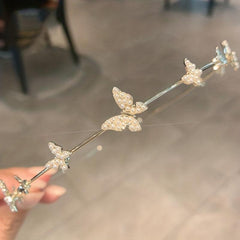 Butterfly Faux Pearl Alice Band Metal Hair Hoop Girl's Hair Accessories