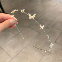 Butterfly Faux Pearl Alice Band Metal Hair Hoop Girl's Hair Accessories