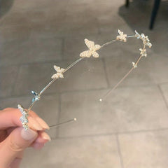 Butterfly Faux Pearl Alice Band Metal Hair Hoop Girl's Hair Accessories