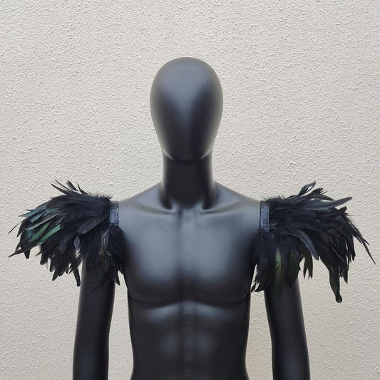 Men's Gothic Style Feather Shawl Shoulder Decoration for Cosplay