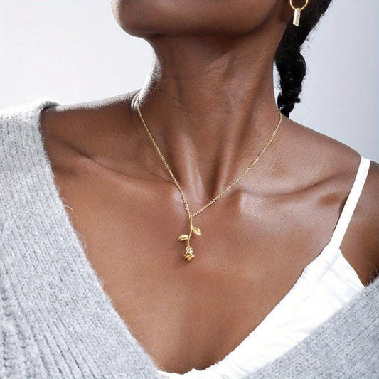 Y2K Vintage Rose Pendant Necklace for Women