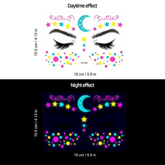 Music Butterfly Neon Face Sticker Waterproof Makeup