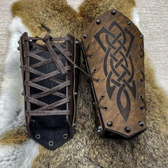 Medieval Arm Bracers Retro Rivet Halloween PU Leather Knight Arm Gauntlets