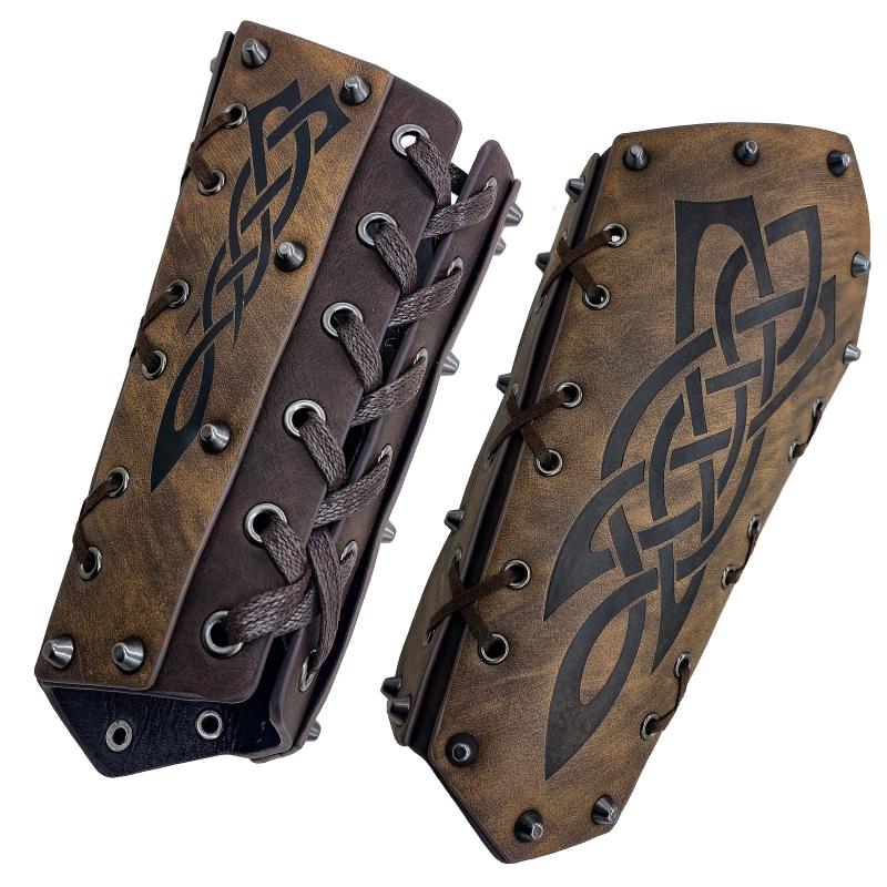 Medieval Arm Bracers Retro Rivet Halloween PU Leather Knight Arm Gauntlets