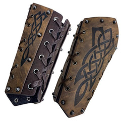 Medieval Arm Bracers Retro Rivet Halloween PU Leather Knight Arm Gauntlets