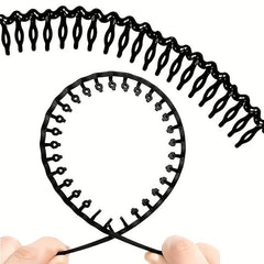 8pcs Anti-slip Plastic Headbands With Tooth Comb Bright Hairbands