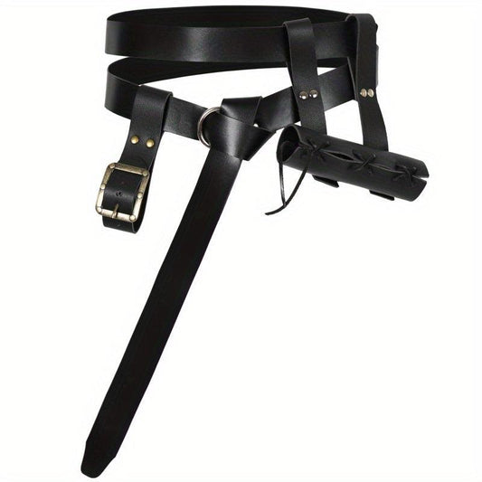 Medieval Belt Nordic Viking Knight Dagger Sword Frog PU Leather Belt