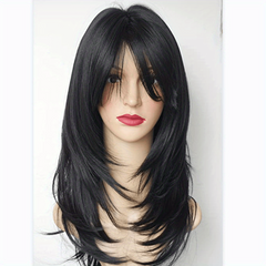 Brown Linen Mixed Medium Straight Hair Wig