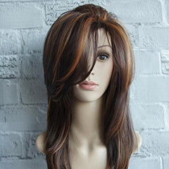 Brown Linen Mixed Medium Straight Hair Wig