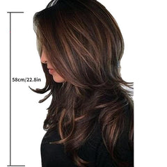 Brown Linen Mixed Medium Straight Hair Wig