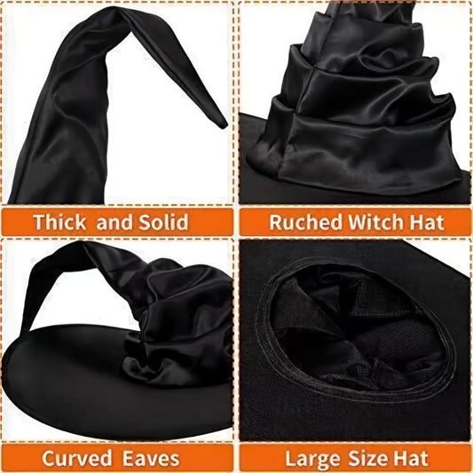 1pc Halloween Witch Hat Costume Props Party Decor Wrinkled Witch Hat