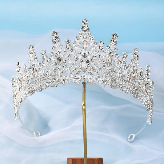 Silver Rhinestones Crown Party Queen Hair Decoration Crystal Crown Tiara
