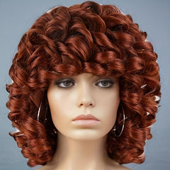 Rose Net Short Curly Hair Wig Natural Appearance Synthetic Wig