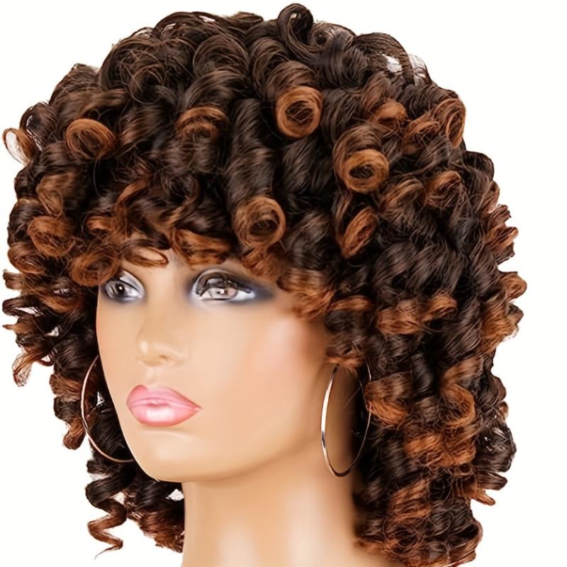 Rose Net Short Curly Hair Wig Natural Appearance Synthetic Wig