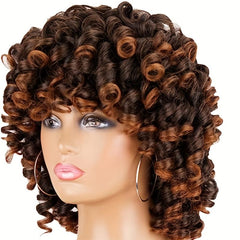 Rose Net Short Curly Hair Wig Natural Appearance Synthetic Wig