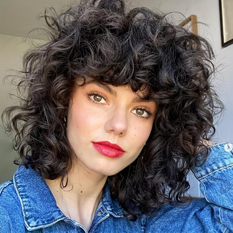 Rose Net Short Curly Hair Wig Natural Appearance Synthetic Wig