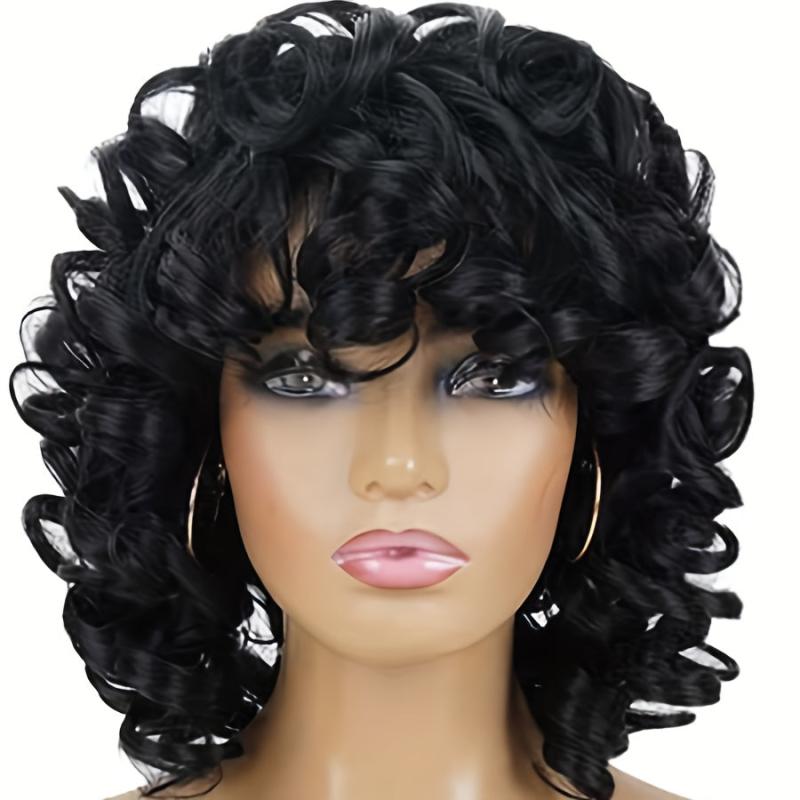 Rose Net Short Curly Hair Wig Natural Appearance Synthetic Wig