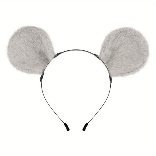 Grey Mouse Ears Hair Hoops Hamster Tail Set Cosplay Accessories