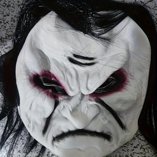 Men's Horror Devil Mask Long Hair Scary Costume Halloween Cosplay Prop