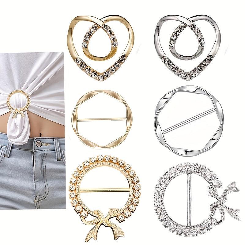 3pcs Alloy Metal T Shirt Clip Ring Large Size T Shirt Scarf Clip For Women Girls