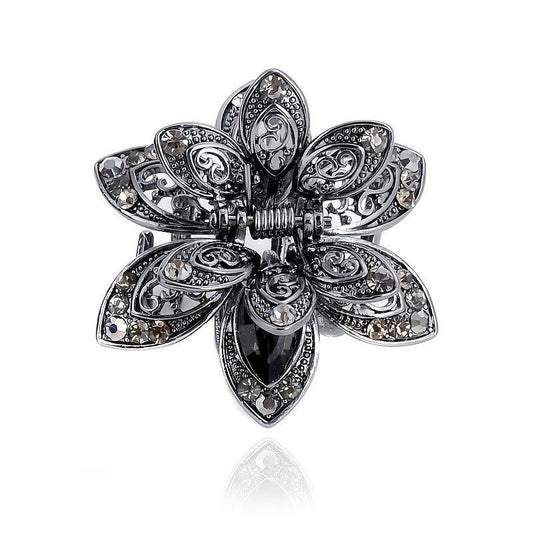 Crystal Flower Hair Clip Rhinestone Vintage Hair Claw