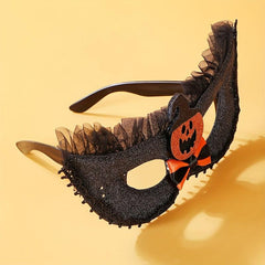 Halloween Bow & Pumpkin Mask Lace Half Face Mask Party Costume Props