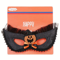 Halloween Bow & Pumpkin Mask Lace Half Face Mask Party Costume Props