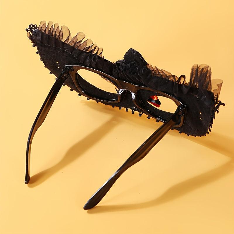 Halloween Bow & Pumpkin Mask Lace Half Face Mask Party Costume Props